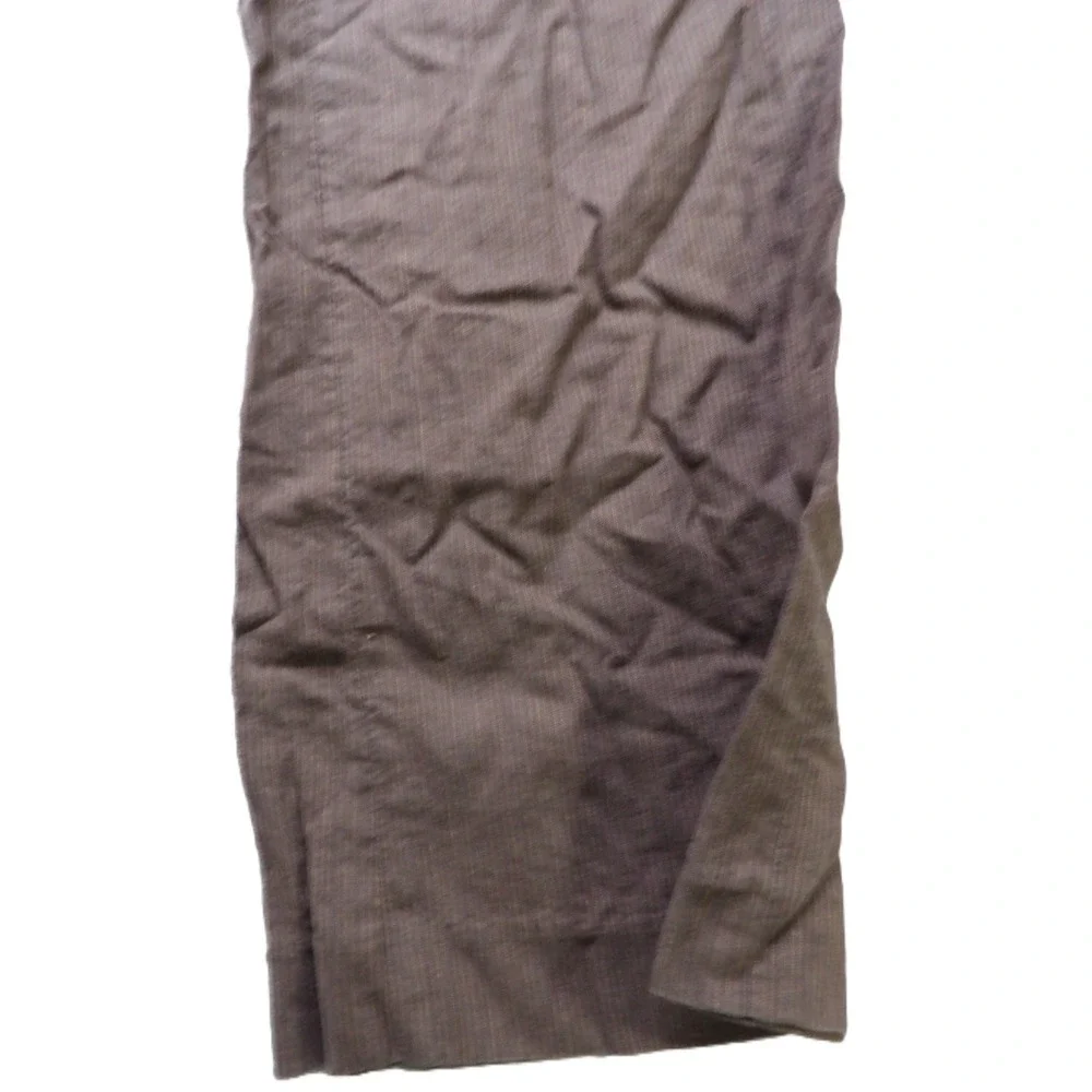 Banana Republic Women Brown Linen Blend Wide Leg Pant Pinstripe 6 Regular Office